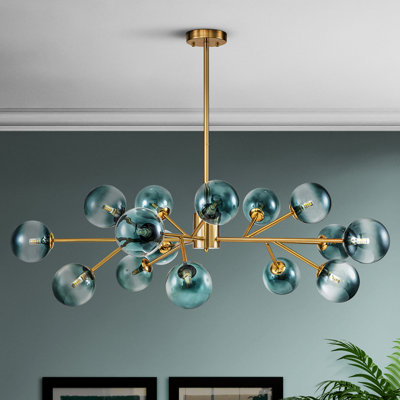 Lustre spoutnik linéaire en métal et verre 15 lumières Burness