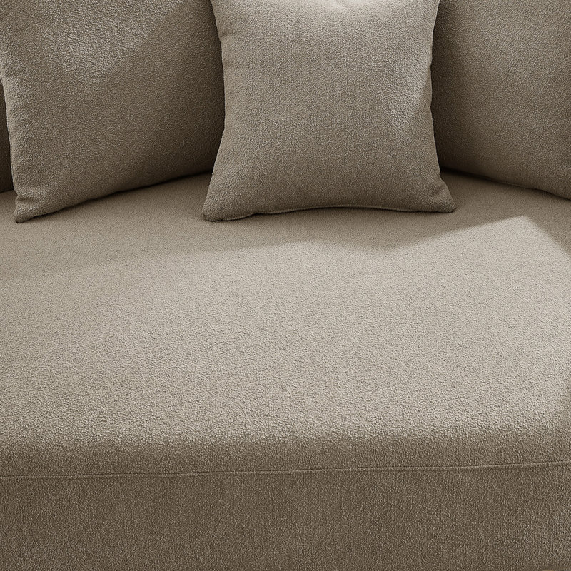 Canapé modulaire à dossier courbé Ryckman avec pieds en métal et coussins décoratifs, Mocha Fabric, Right Hand Facing