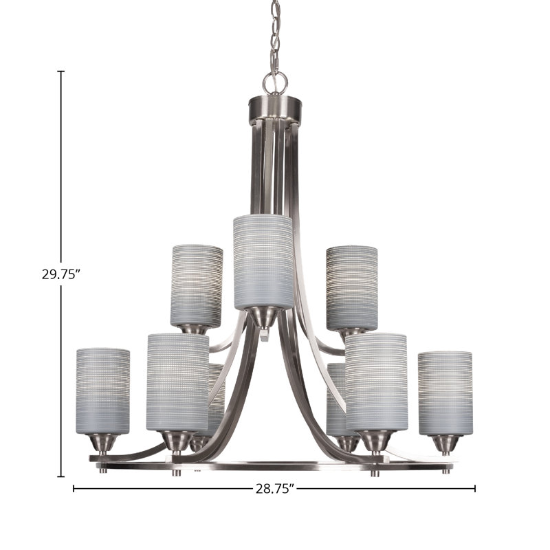 Lustre 9 lumières, Nickel brossé, Gris