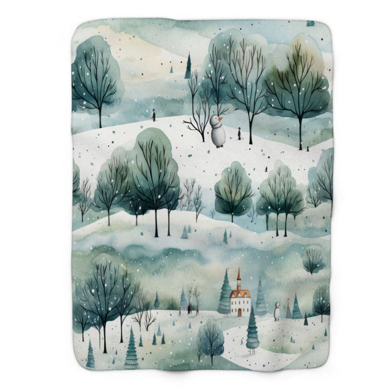 Winter Paradise - 1 pièce Sherpa Premium, L 60 po x L 80 po