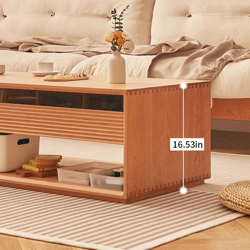 Simple solid wood glass coffee table