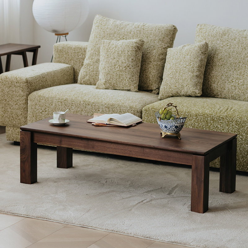 Modern walnut solid wood coffee table, 13.77”H x 47.24”L x 23.62”W
