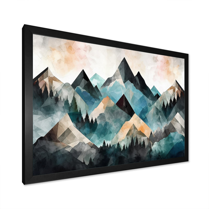 Minimalisme Winter Mountains III - impression, Cadre simple noir, H 12 po x l 20 po x P 1 po