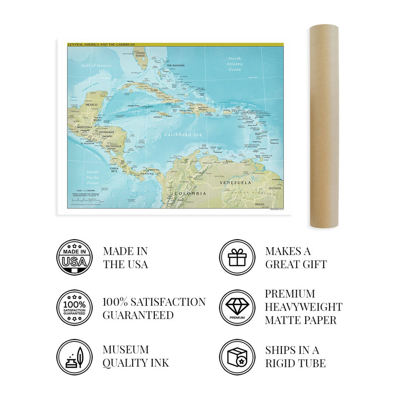 " 2021 Central America Map ",  24" H x 36" W 