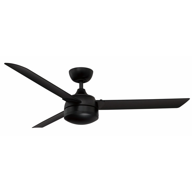 Xeno Wet 56 inch Indoor/Outdoor Ceiling Fan with LED Light Kit - Black with Black blades, Black