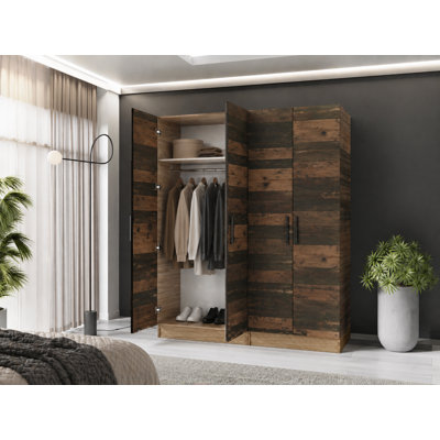 Nitra 4 Door Solid + Manufactured Wood Wardrobe