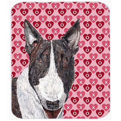 The Holiday Aisle Bull Terrier Valentine's Love Rectangle Glass Cutting Board