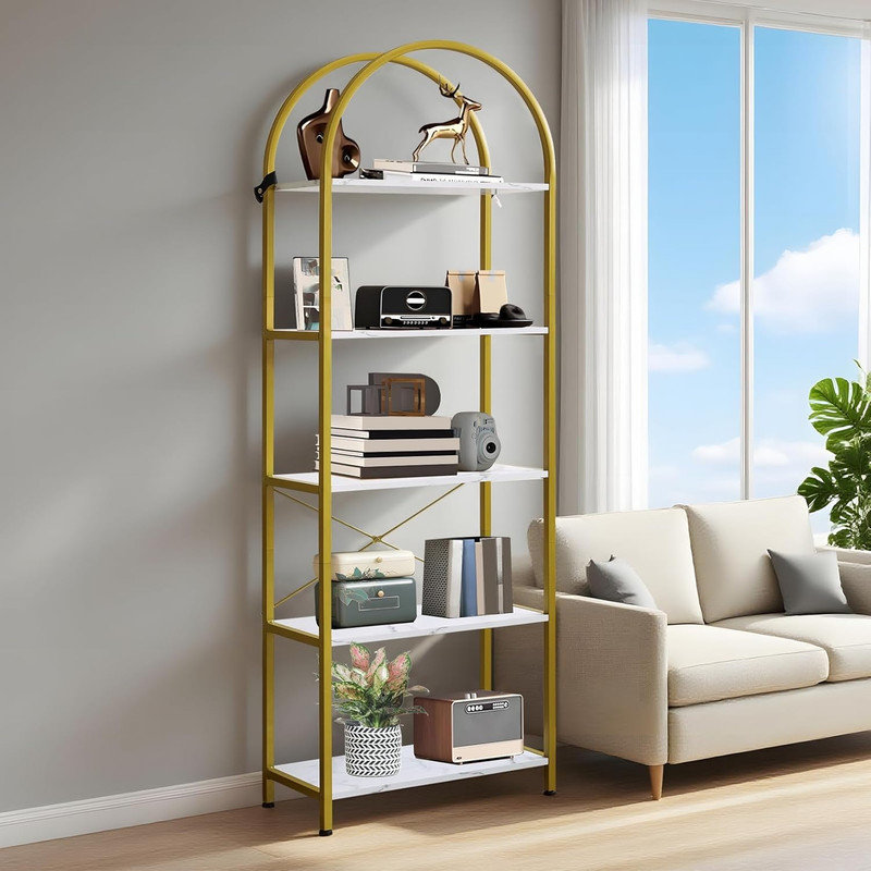 60cm W Metal Standard Bookcase, White, (5 Shelves) 180cm H x 60cm W x 30cm D