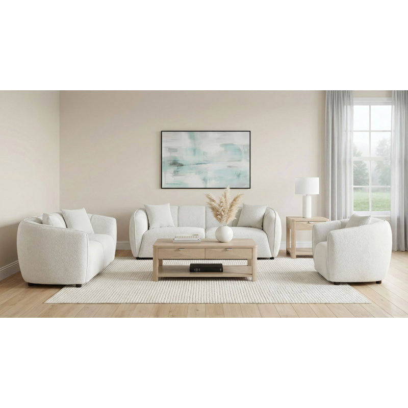 Ensemble de canapé rembourré 3 pièces Wilta sable, 3 pièces: canapé, fauteuil, causeuse, Sable