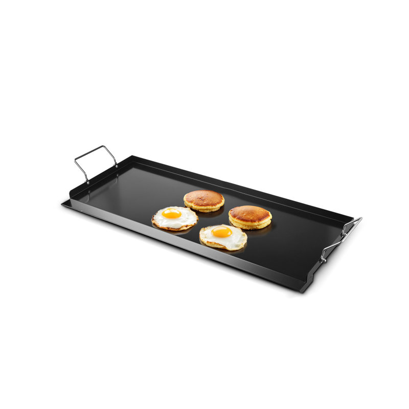 32 x 14 po en acier au carbone avec plaque chauffante universelle pour barbecue, revêtu de 500 po, avec bac à graisse et parois latérales