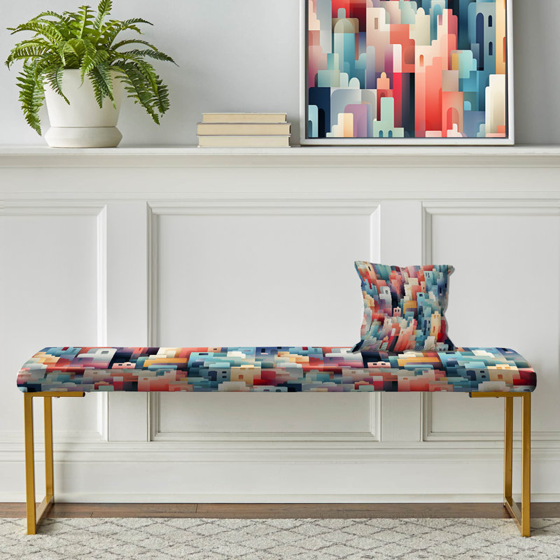 Motif géométrique de couleurs pastel Skylines - banc rembourré géométrique doré