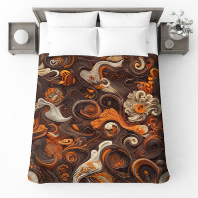  Orange Swirls Bedding Swirls Bedspread Abstract