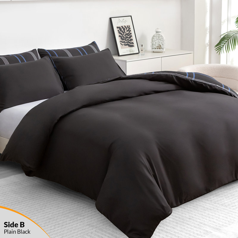 Premium Duvet Cover Set Double Brushed Microfiber Reversible With Zipper Closure & Corner Ties