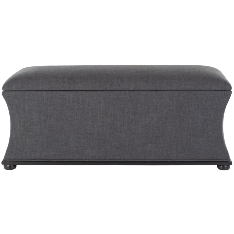 Maiden Linen Blend Upholstered Storage Bench, Gray