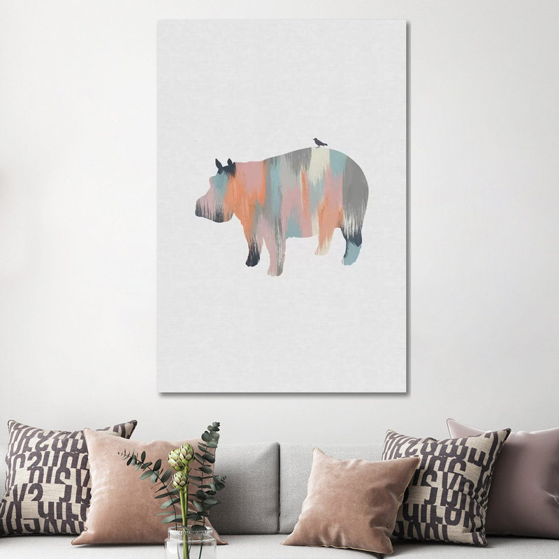Pastel Hippo by Orara Studio - Wrapped Canvas Gallery-Wrapped Canvas Giclée, 152.5 cm H x 101.5 cm W