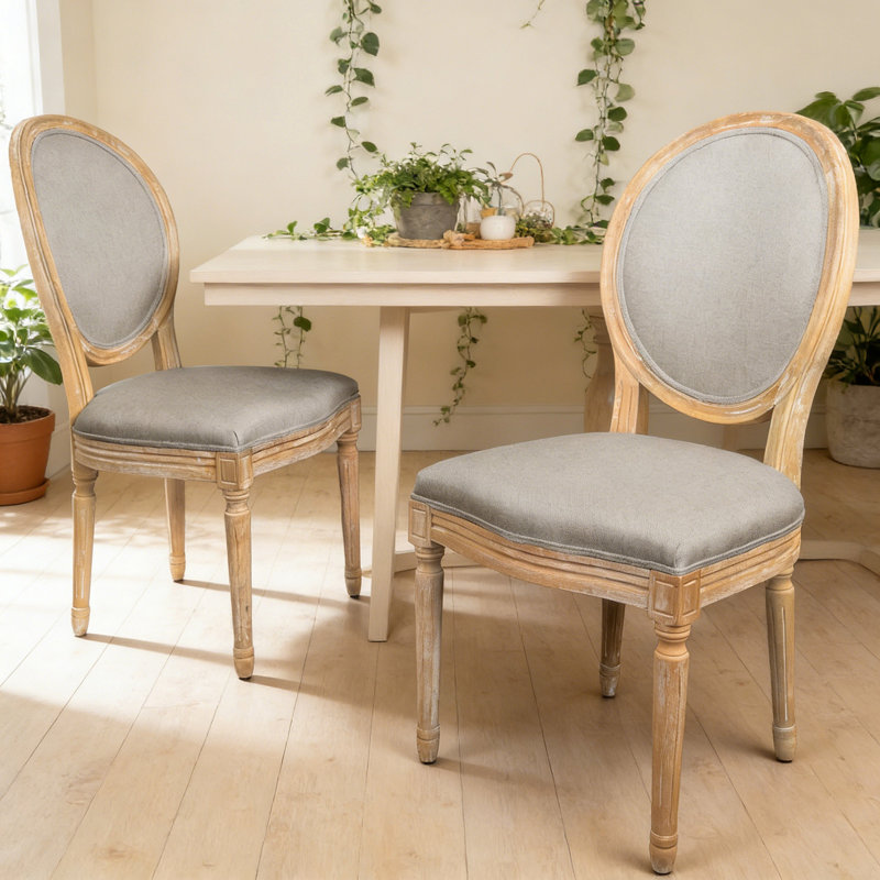 Chaise d'appoint en velours French Country, Naturel, Beige