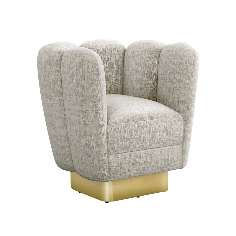 Fauteuil demi-tonneau pivotant de 31 po Gallery, Laiton poli, Tempête