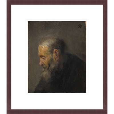 Étude d'un vieil homme de profil par Rembrandt van Rijn - Estampe numérique encadrée