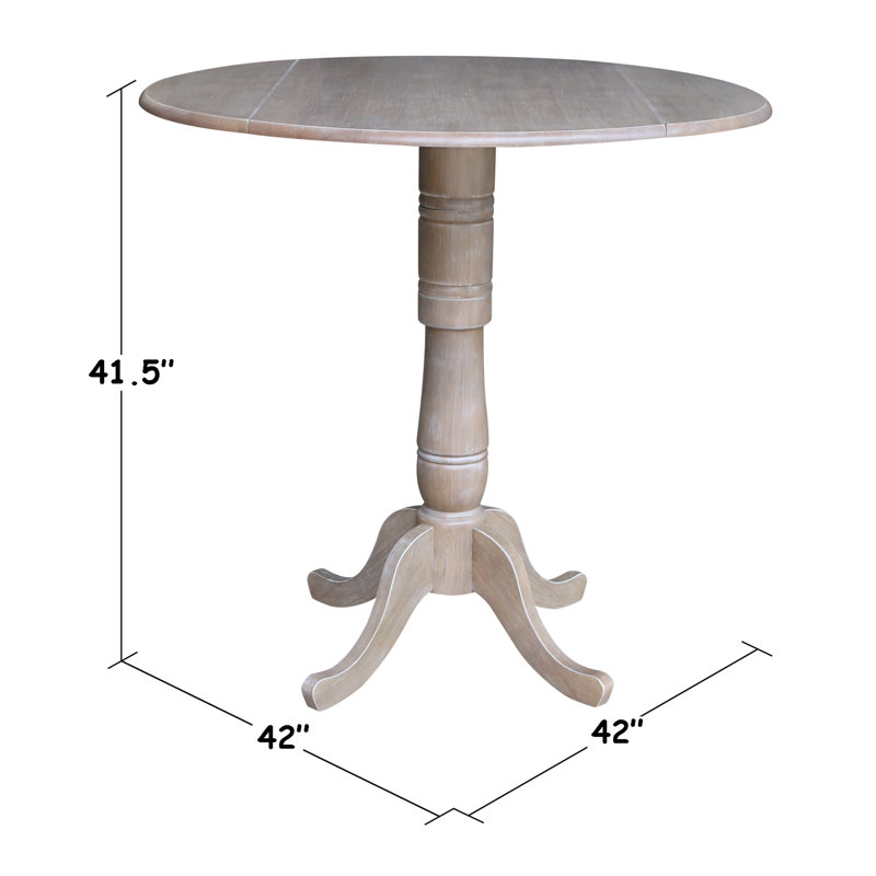 Hesston Extendable Round Solid Wood Dining Table, Washed Gray Taupe