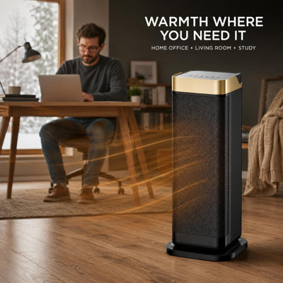 1500W PTC Ceramic Tower Space Heater with Oscillation, Smart Control & Safety Features for Home Office Bedroom