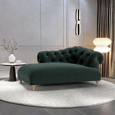 Velvet Chaise Longue with High Resilience Sponge