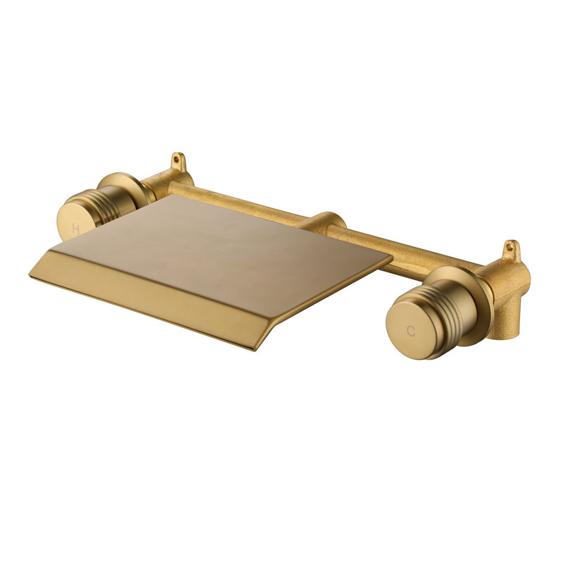 Wall Mounted Optional 2-handle Bathroom Faucet, Gold