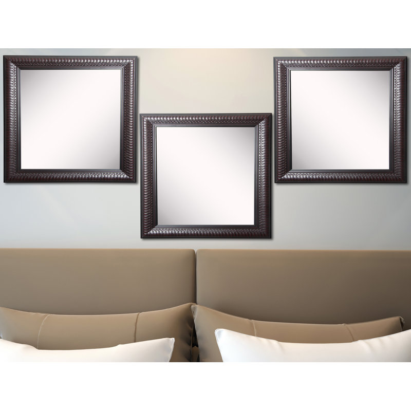 Ensemble de 3 miroirs muraux modernes et contemporains biseautés à motif de courbes Royal Gregorio Ljubinka