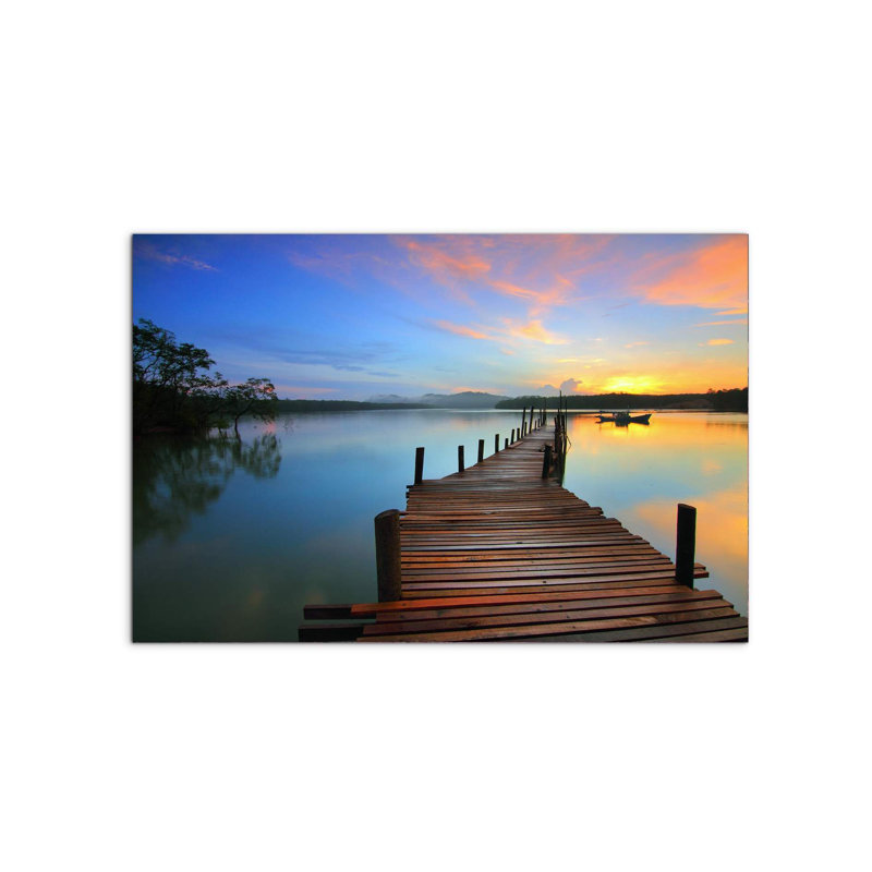 Pontile sul fiume by Art Studio 53×80 cm MetalArt Materic Aluminum Satin Effect, Frameless Panel, Lightweight Ready to Hang