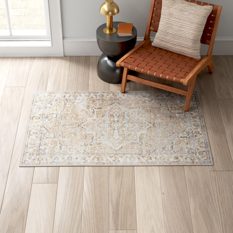 Tapis beige lavable à la machine Laleia, Rectangle 9 pi x 12 po