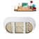 63" Streamline Soaking Glossy White Freestanding Tub and Tray With Internal Drain
