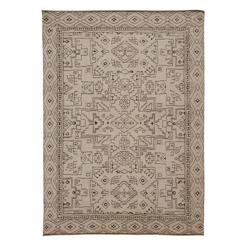 Moroccan Hand Knotted Wool Geometric Area Rug, Rectangle 6' x 9'