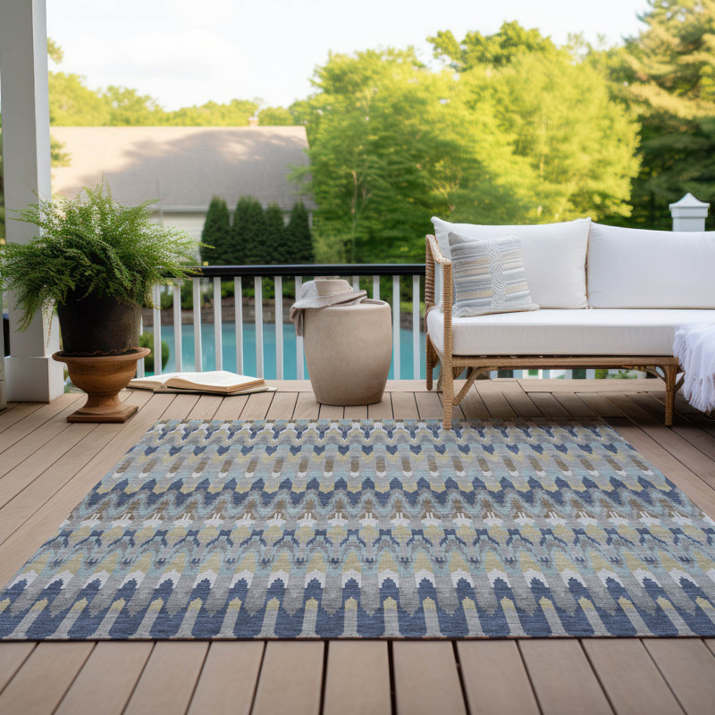 Washable Abstract Indoor / Outdoor Rug, Rectangle 5' x 7'6"