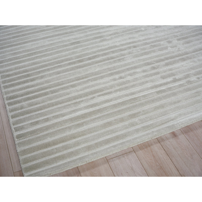 Amani Modern Handmade Silky Nylon, Light Silver Area Rug, Rectangle 6' x 9'