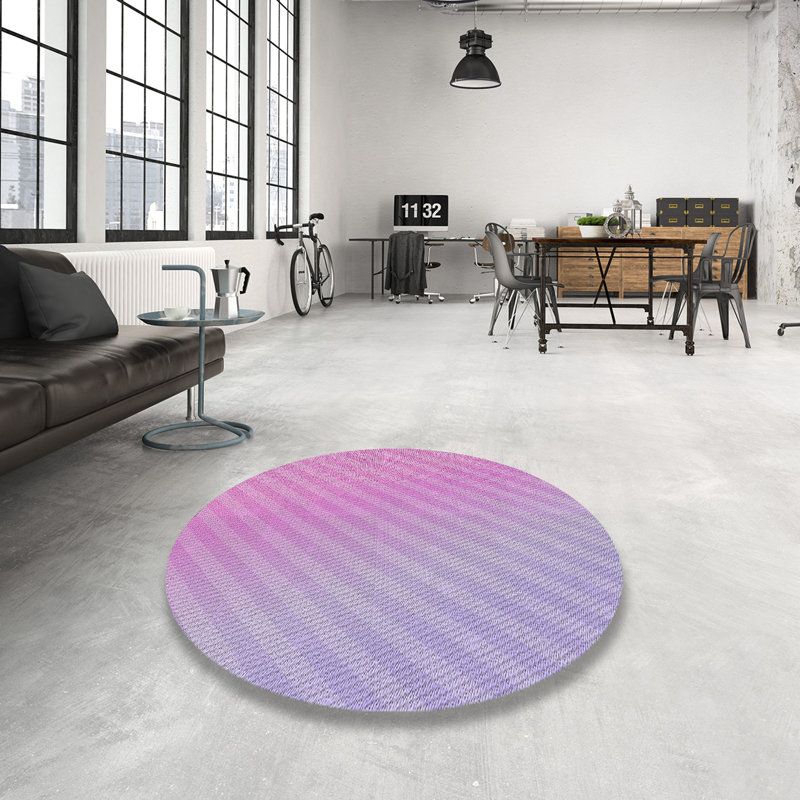 Tapis rose à motifs/mauves de zone, Rond 3 pi