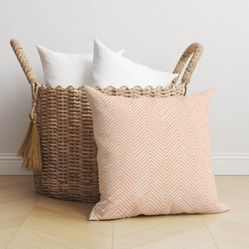 Coussin Chevron Groove, Pêche / orange, H 20 po x l 20 po