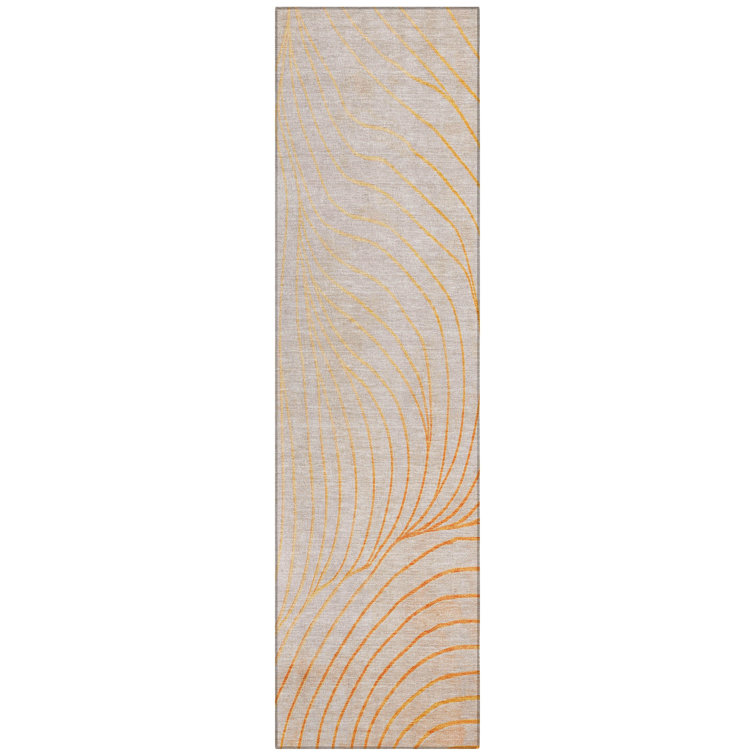 Machine Washable Indoor/Outdoor Xhevrie Orange Rug