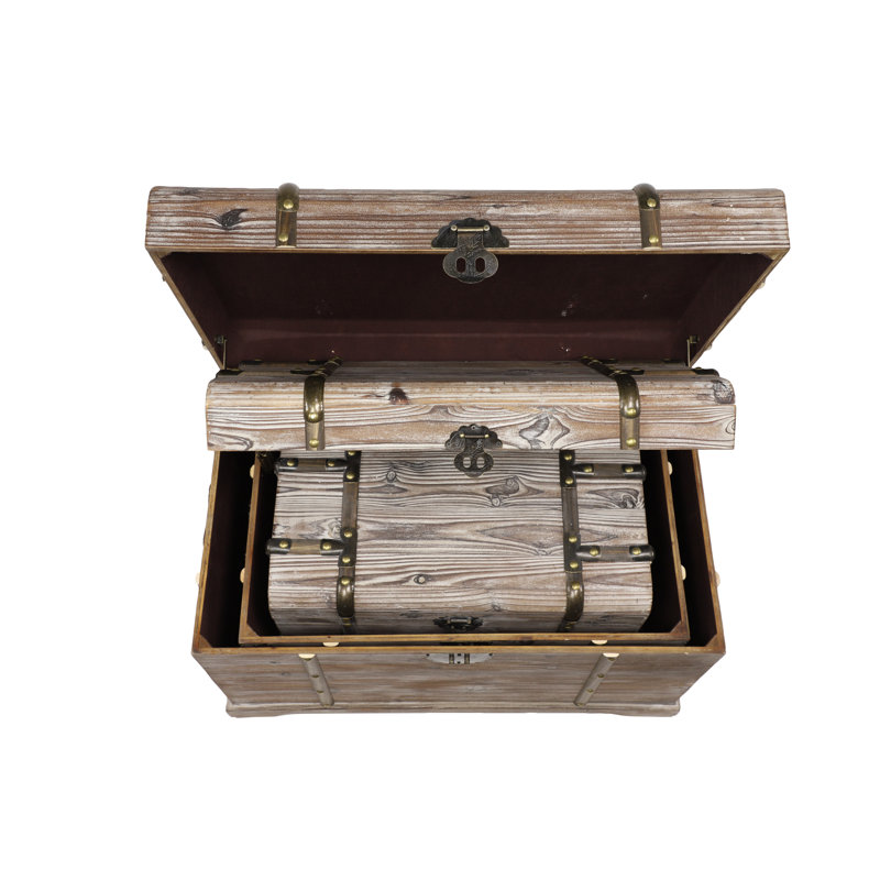 Ensemble de coffre 3 pièces en bois sapin Lauring