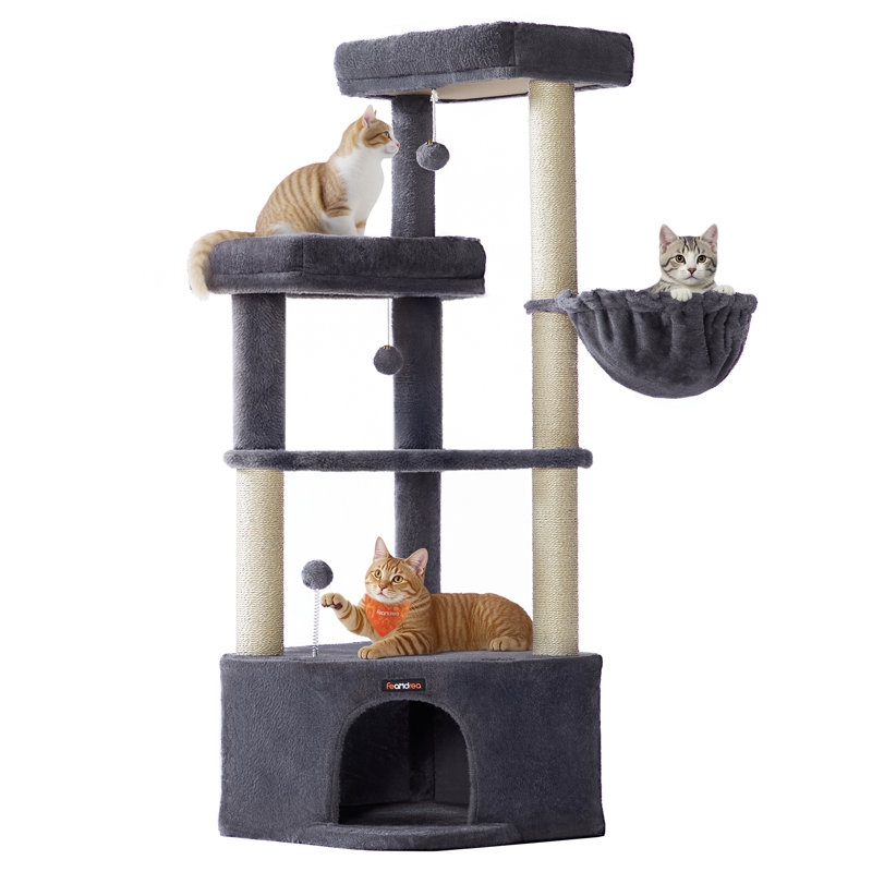 140.7cm H Cat Tree, Dark Grey