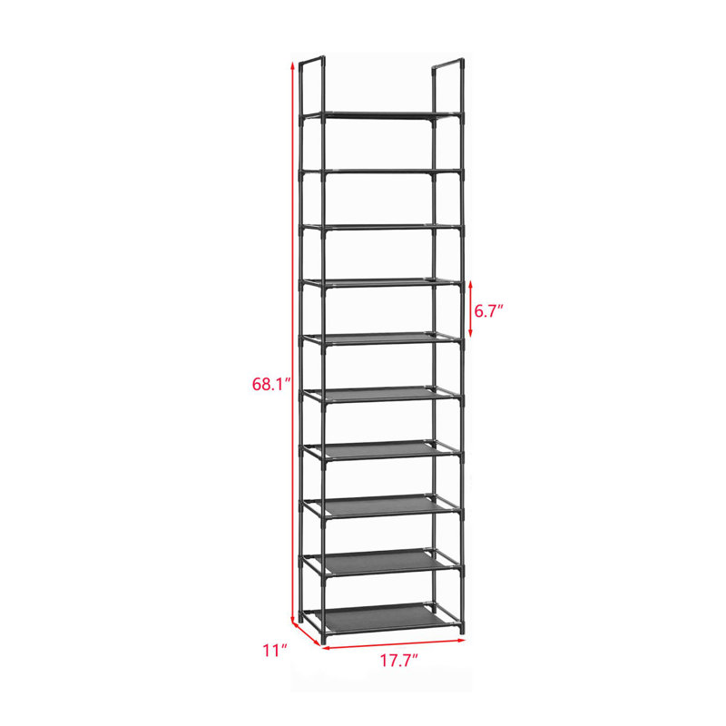 Dellan 20 Pair Stackable Shoe Rack, Black