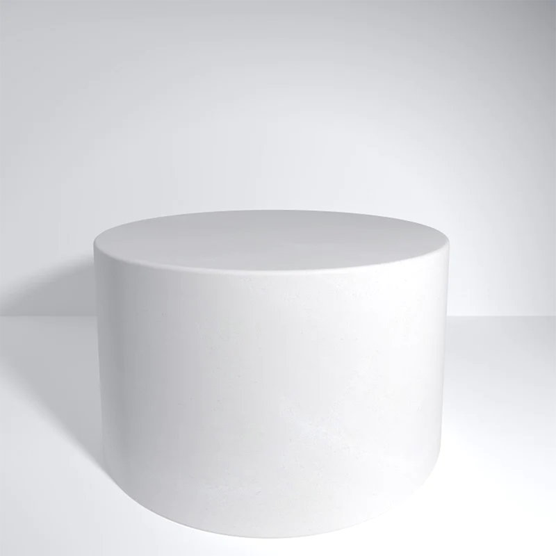 Petite table d'appoint cylindrique en béton de 18 po de diamètre et 14 po de hauteur, blanc titane