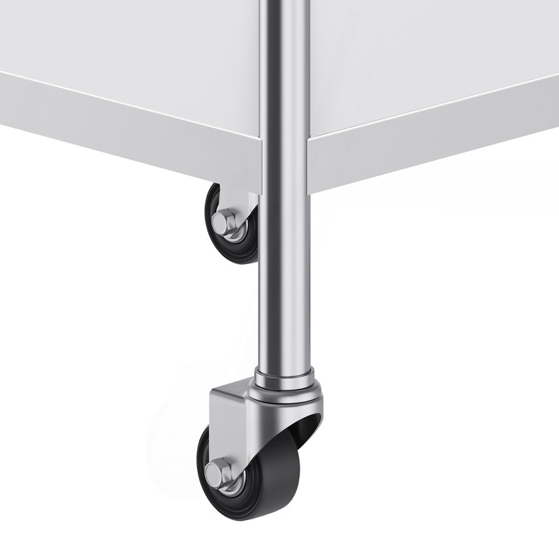 Table de travail en acier inoxydable, table de préparation commerciale de 30 x 36 x 30 pouces avec 4 roues, roulettes, table de préparation robuste à 3 côtés, table de travail en métal pour restaurant Home Hotel