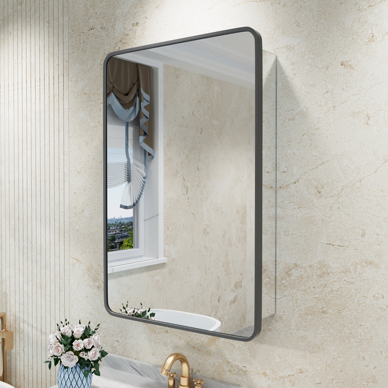 Armoire à pharmacie avec miroir réglable Anaahat, Noir, H 36 po x l 24 po x P 3,8 po