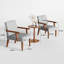 Ensemble de 2 fauteuils d'appoint en tissu contemporains avec table ronde en bois gris ardoise
