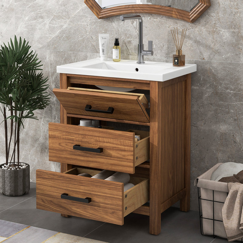 Meuble-lavabo simple 24,4 po avec comptoir en céramique Charlen
