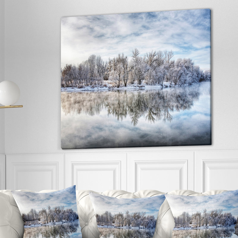 « winter forest river », reproduction de photo sur toile tendue, H 40 po x l 30 po x P 1,5 po