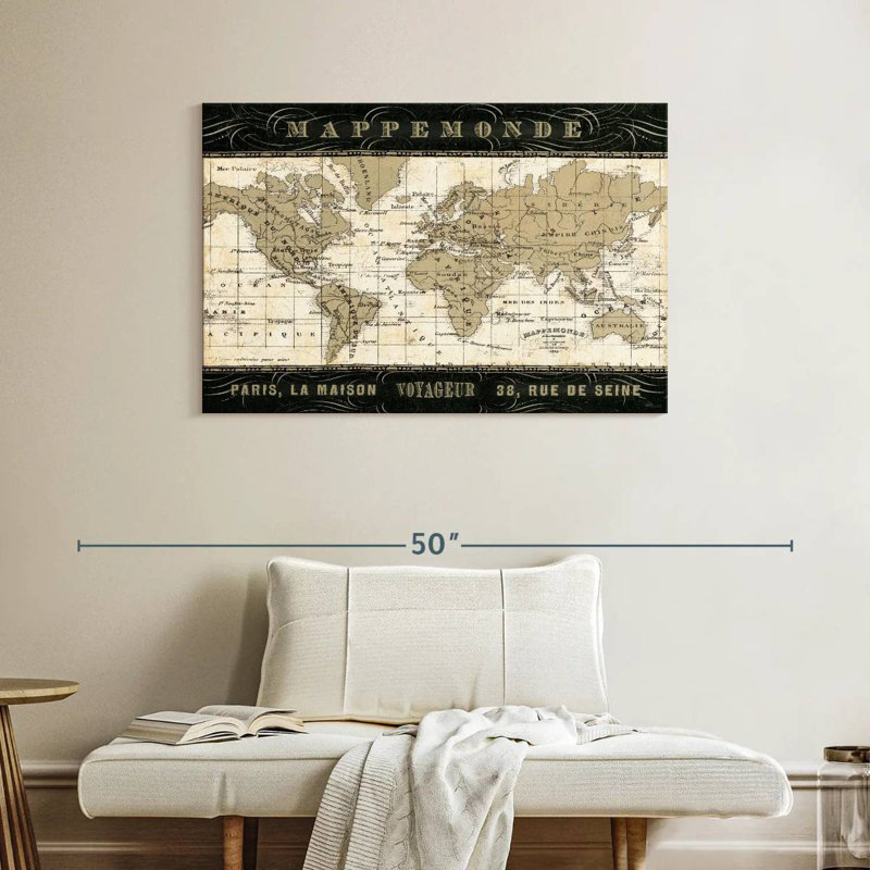 Mappemonde, H 26 po x l 39 po
