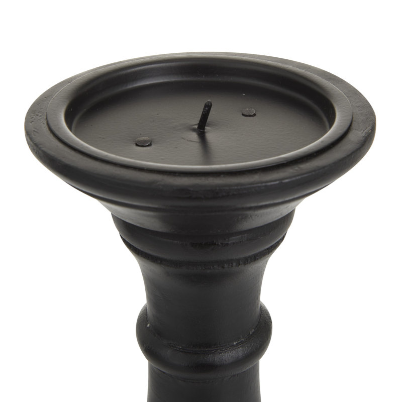 Ensemble de chandelles de table en bois, Noir, H 9,95 po x l 4,45 po x P 4,35 po