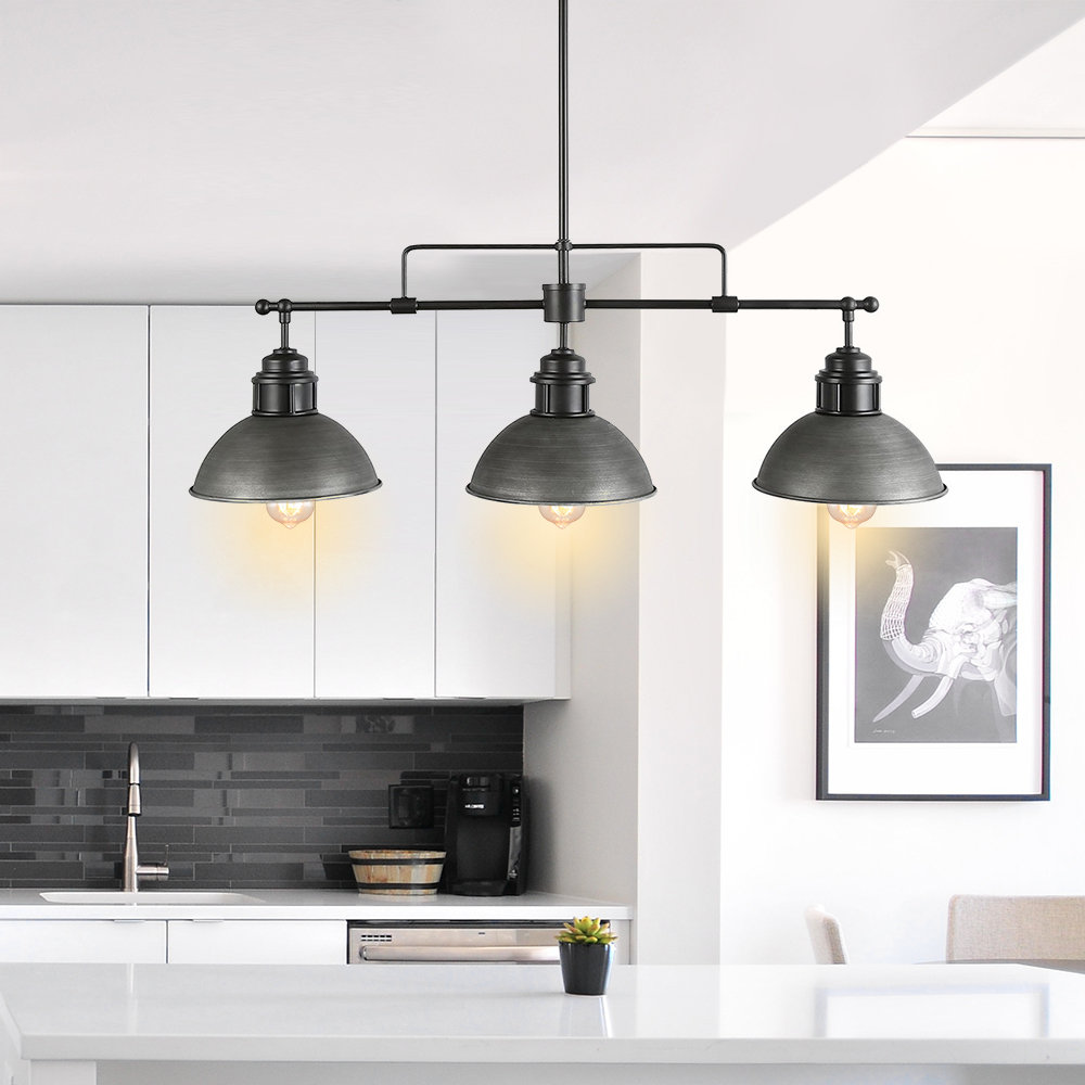 Essence 3-Light Industrial Kitchen Island Pendant Lighting Fixture Linear Chandelier