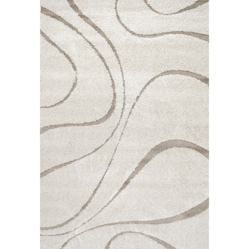 Baltej Modern Shag Cream/Ivory Area Rug, Rectangle 5'3" x 7'6"