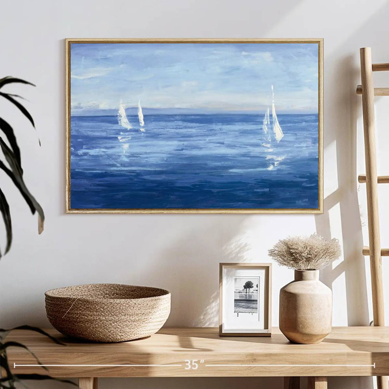 Voile ouverte, Cadre flottant en bois naturel, 25 po x 17 po